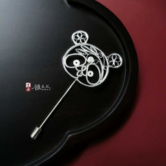 Handmade Guochao Panda Brooch - Dao'an Silver Flower Silk Original Pinching Flower Filigree Craft, Intangible Cultural Heritage Special Gift