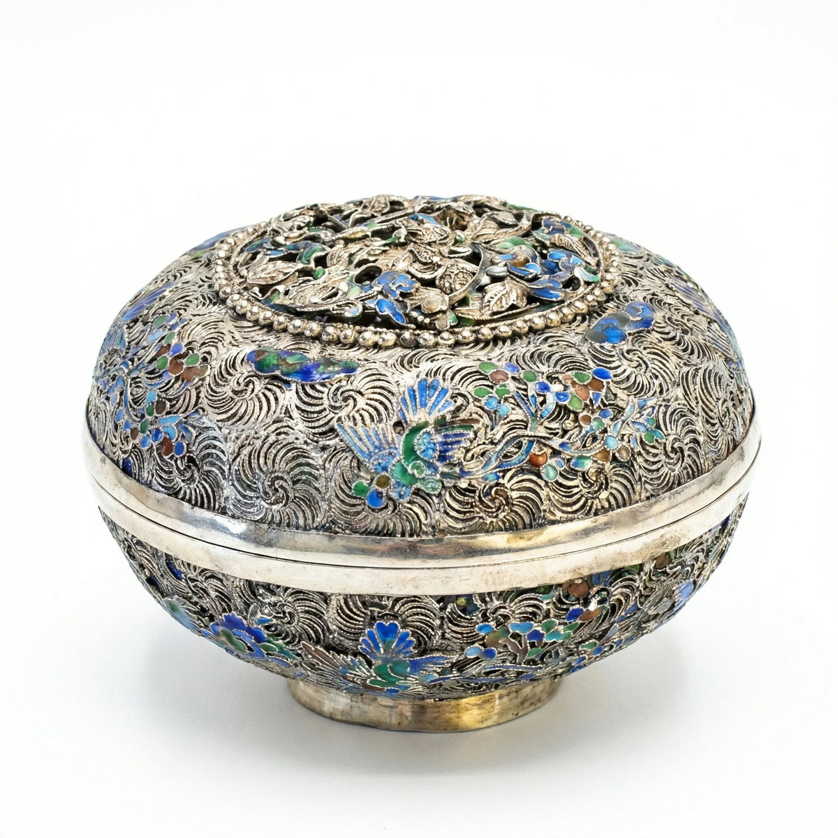 Silver Filigree Enamel Ornament Box