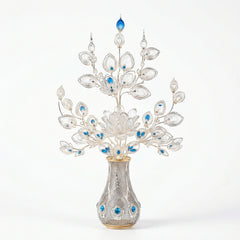 Handcrafted Silver Filigree Peacock & Lotus Ornament